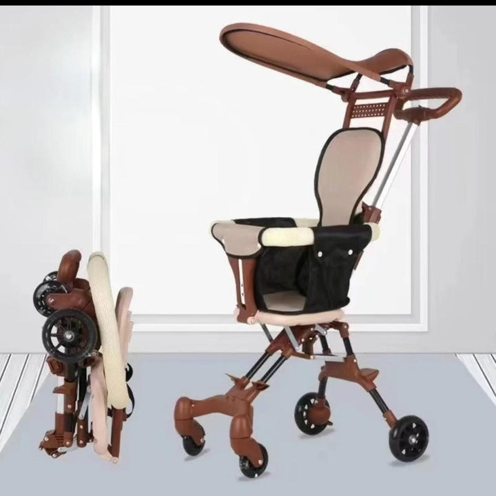 Luxury Foldable Baby Stroller Tricycle with Canopy & Parent Push Handle