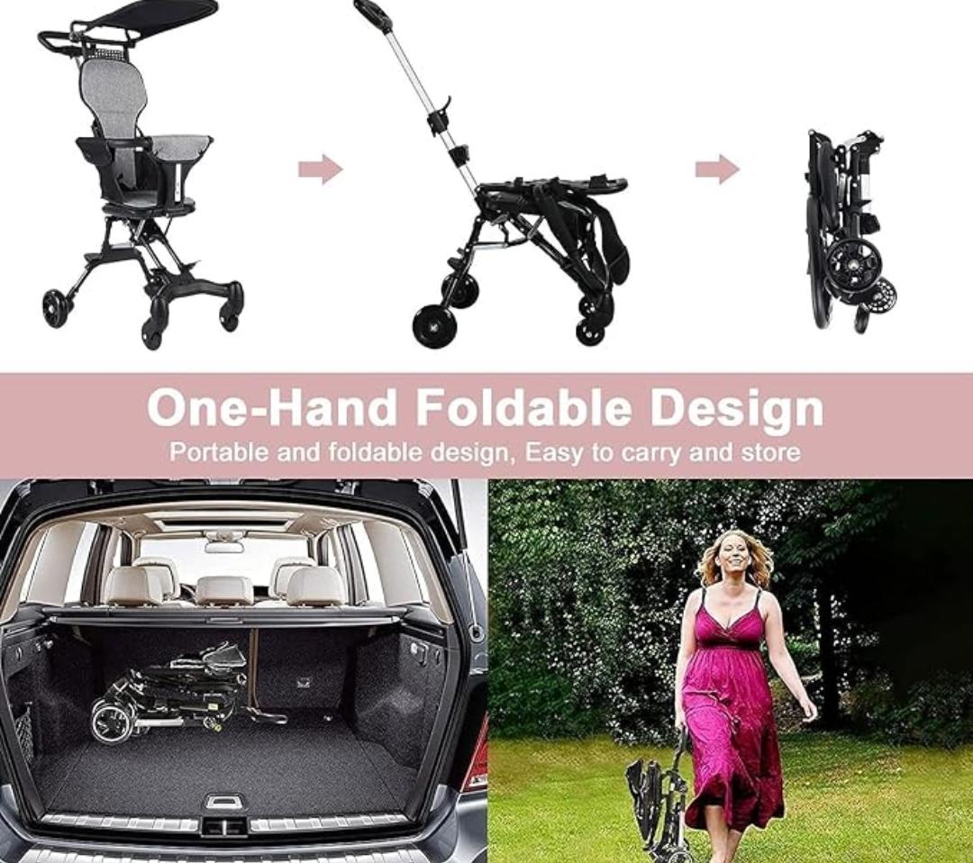Luxury Foldable Baby Stroller Tricycle with Canopy & Parent Push Handle