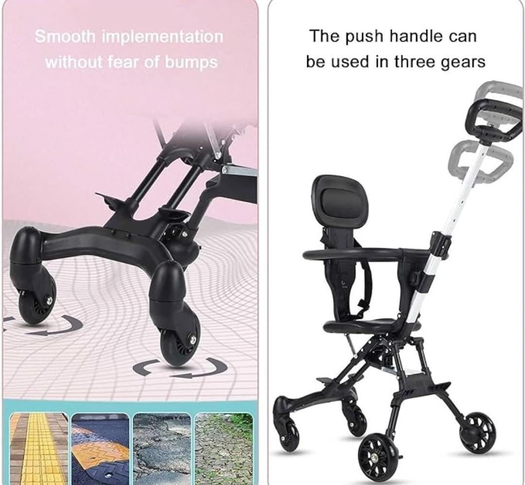 Luxury Foldable Baby Stroller Tricycle with Canopy & Parent Push Handle