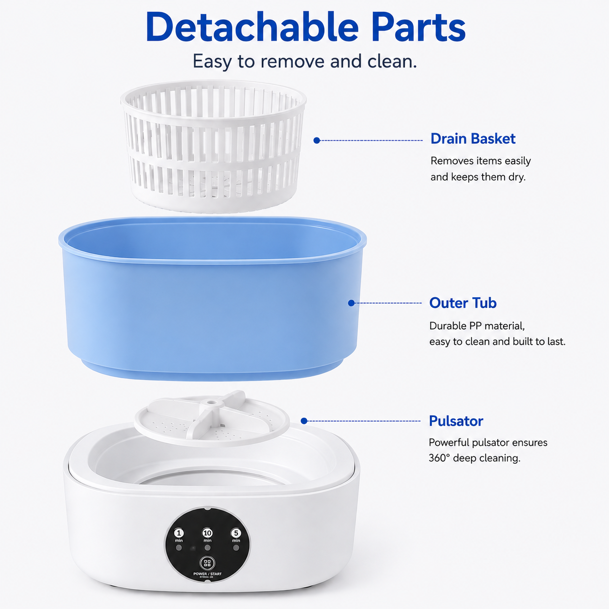 AquaFold Mini Washing Machine With Dryer | 11L Foldable Portable Washer