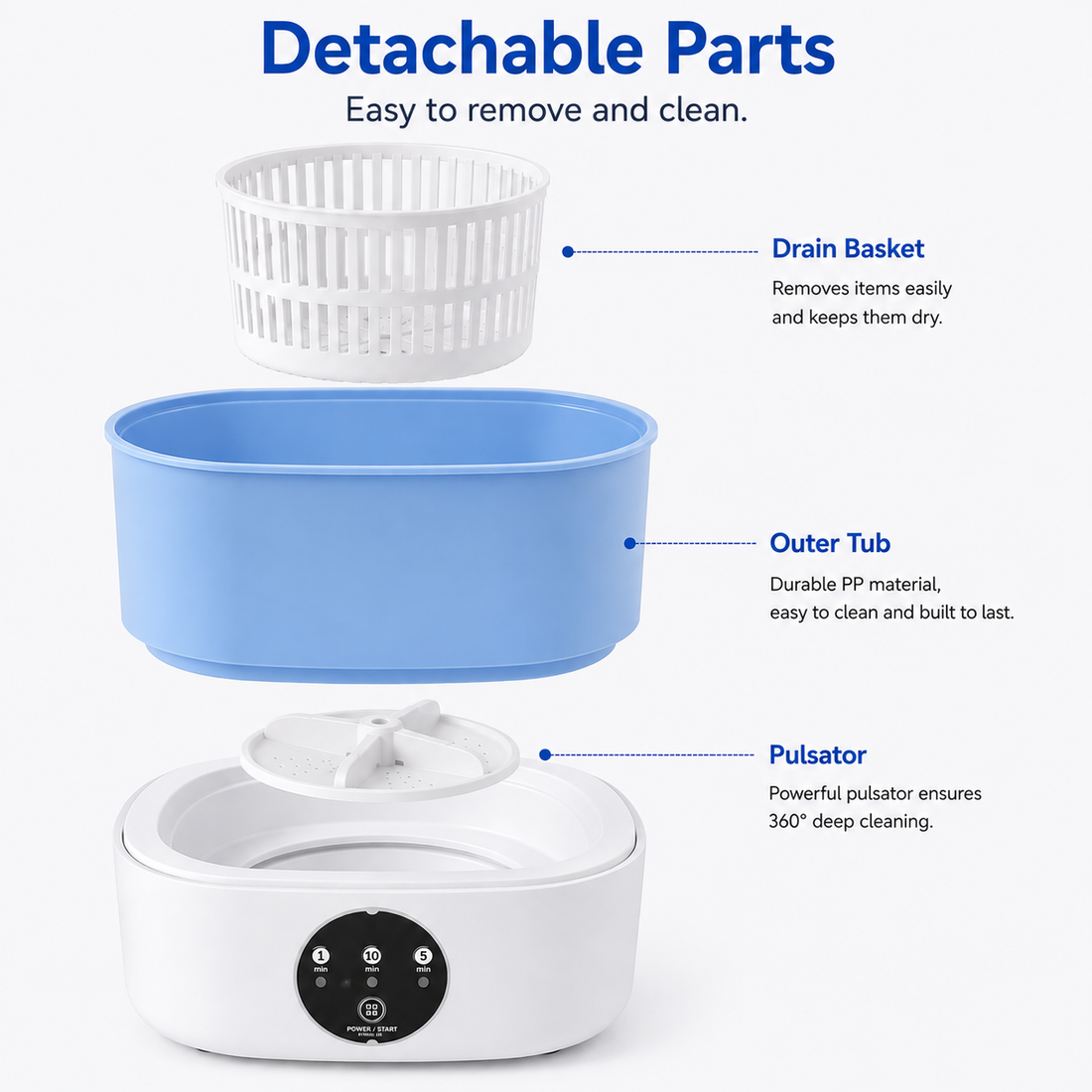 AquaFold Mini Washing Machine With Dryer | 11L Foldable Portable Washer
