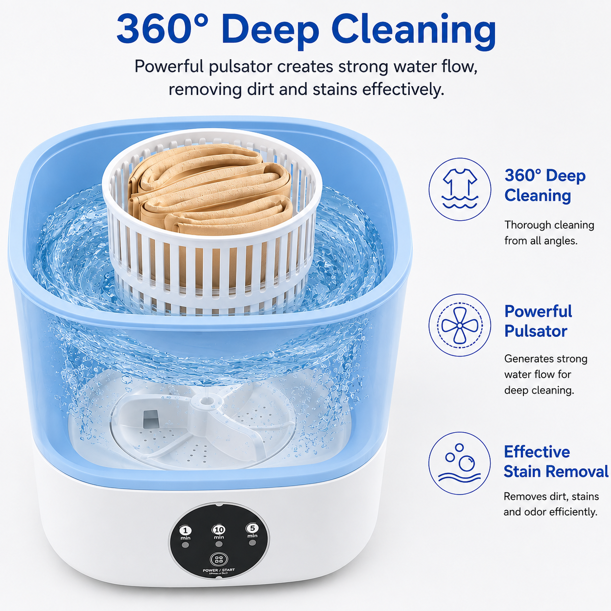 AquaFold Mini Washing Machine With Dryer | 11L Foldable Portable Washer