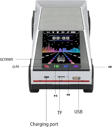 Cybertruck Replica Bluetooth Speaker | HD Sound, LED Party Light, TWS Stereo, FM Radio
