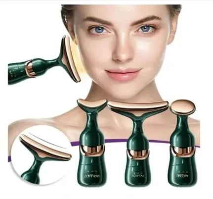 4D Electric Face & Neck Massager | Anti-Wrinkle Vibration Tool with 3 Replaceable Heads