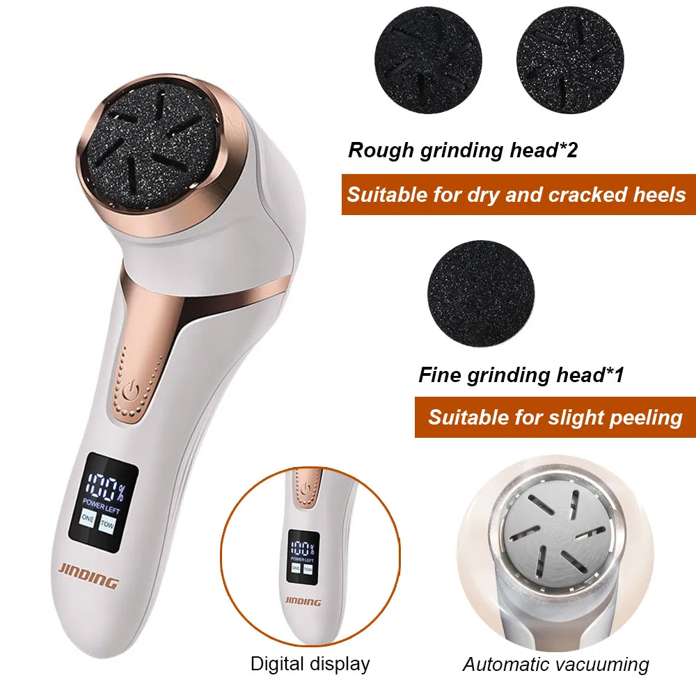 Electric Foot Scrubber with Vacuum | 3 Heads, LED Screen, USB Rechargeable | Cracked Heel & Callus Remover