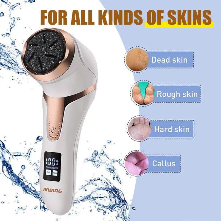 Electric Foot Scrubber with Vacuum | 3 Heads, LED Screen, USB Rechargeable | Cracked Heel & Callus Remover
