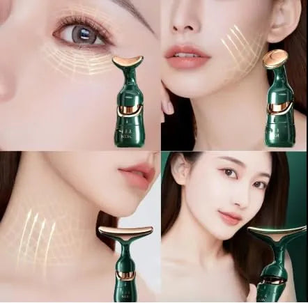 4D Electric Face & Neck Massager | Anti-Wrinkle Vibration Tool with 3 Replaceable Heads