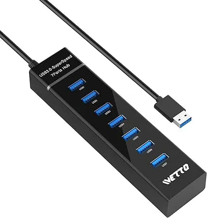 7-Port USB 3.0 Hub Splitter | 5Gbps Speed, Plug & Play, 3.3ft Long Cable | Mac & Windows