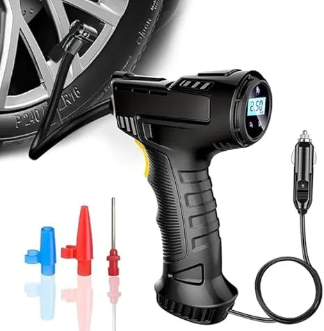 Car Tire Air Pump | 120W Digital Inflator with Auto Shut-Off, LED & 9ft Cord