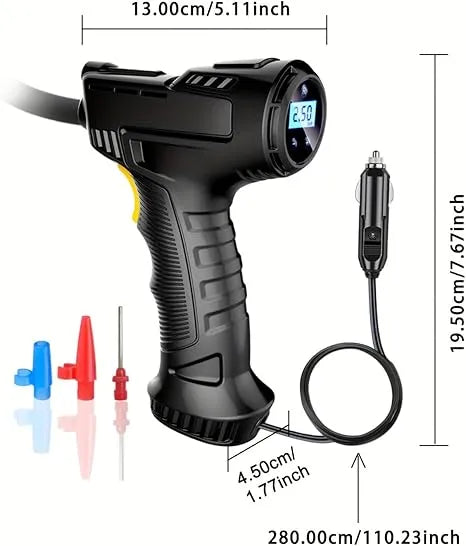 Car Tire Air Pump | 120W Digital Inflator with Auto Shut-Off, LED & 9ft Cord