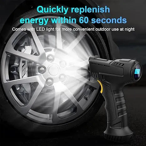 Car Tire Air Pump | 120W Digital Inflator with Auto Shut-Off, LED & 9ft Cord