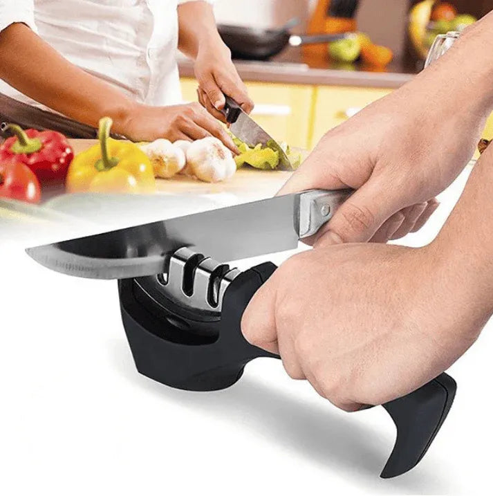 3-Stage Manual Knife Sharpener | Steel Kitchen Knife Sharpening Kit | Quick & Easy