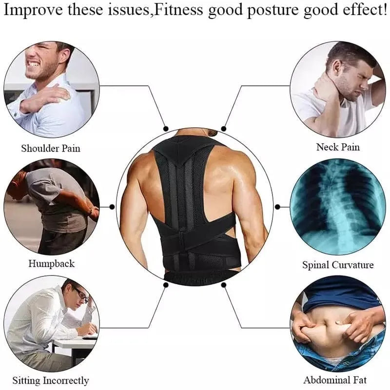 Posture Corrector Back Belt | Adjustable Back & Shoulder Support | Men & Women | Pain Relief