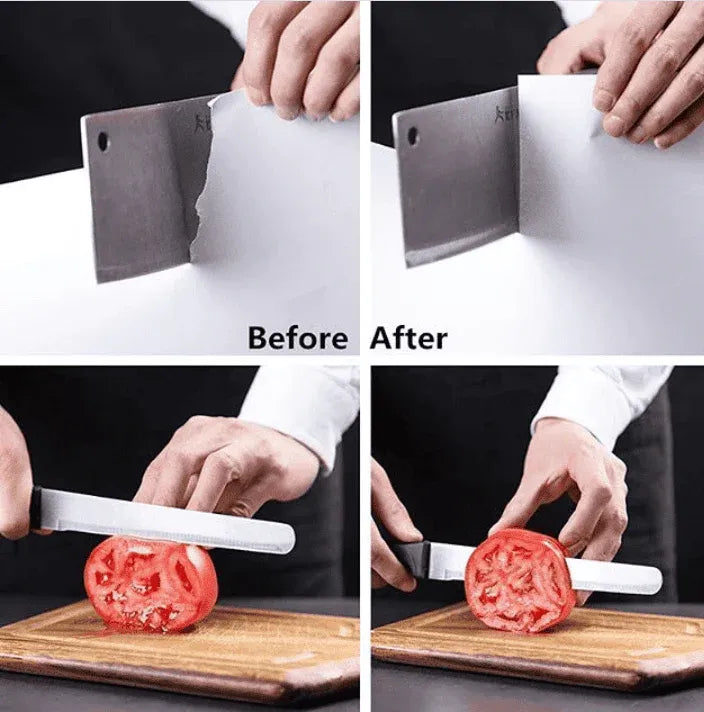 3-Stage Manual Knife Sharpener | Steel Kitchen Knife Sharpening Kit | Quick & Easy