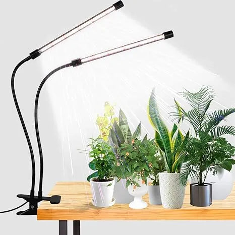 Full Spectrum Clip-On LED Plant Grow Light | 6000K, Auto Timer, 5 Brightness Levels | USB & AC Power