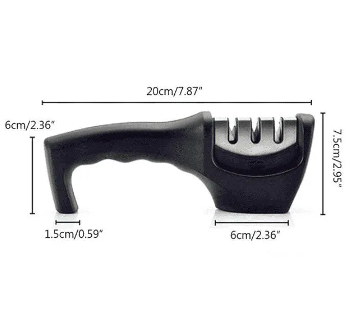 3-Stage Manual Knife Sharpener | Steel Kitchen Knife Sharpening Kit | Quick & Easy