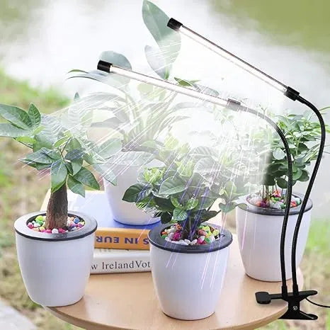 Full Spectrum Clip-On LED Plant Grow Light | 6000K, Auto Timer, 5 Brightness Levels | USB & AC Power